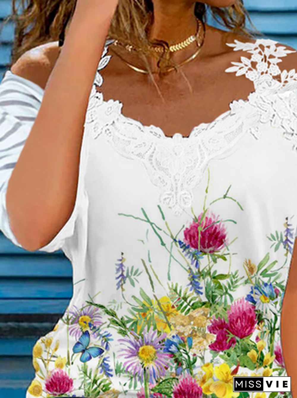 Plus size Floral Casual Short Sleeve T-Shirt