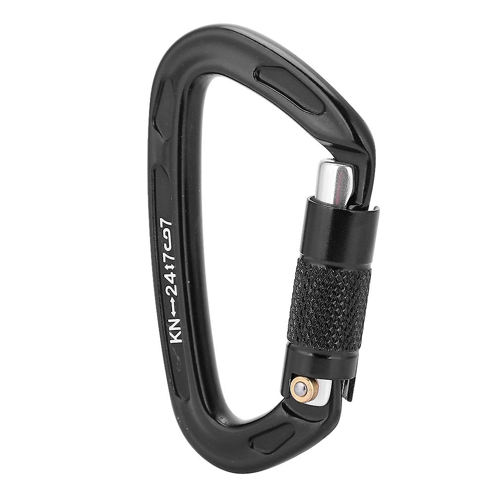 25kn Safety Lock D Buckle Outdoor Rock Climbing Rescue Carabiner Equipment (black)