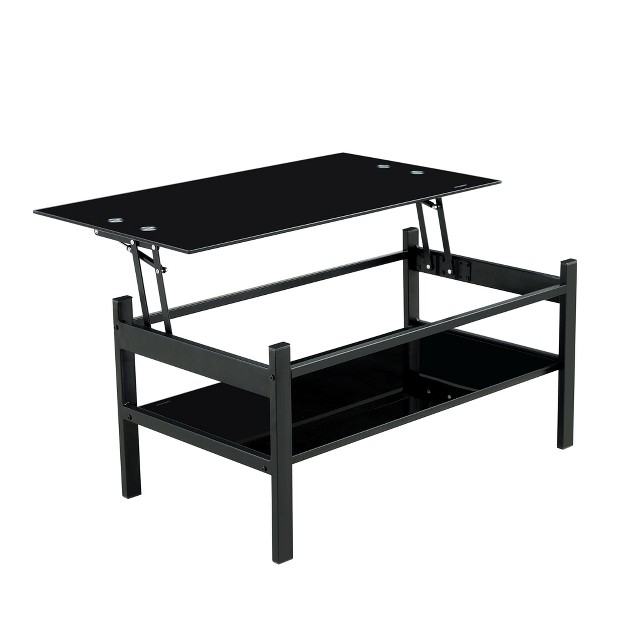 Tempered Glass Lift Top Coffee Table Black Modernluxe