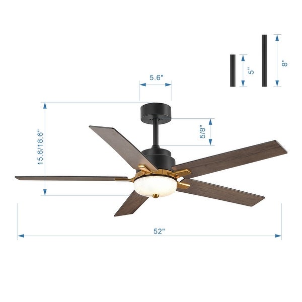 5 Reversible Blade 6-Speed Ceiling Fan with LED Lighting Remote - 52 inch Shopping - The Best Deals on Ceiling Fans | 41659439