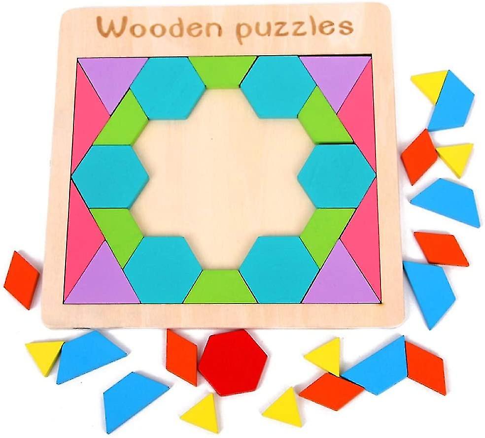 Geometric Tangram Block Jigsaw Puzzle Color Cognition Education Toy