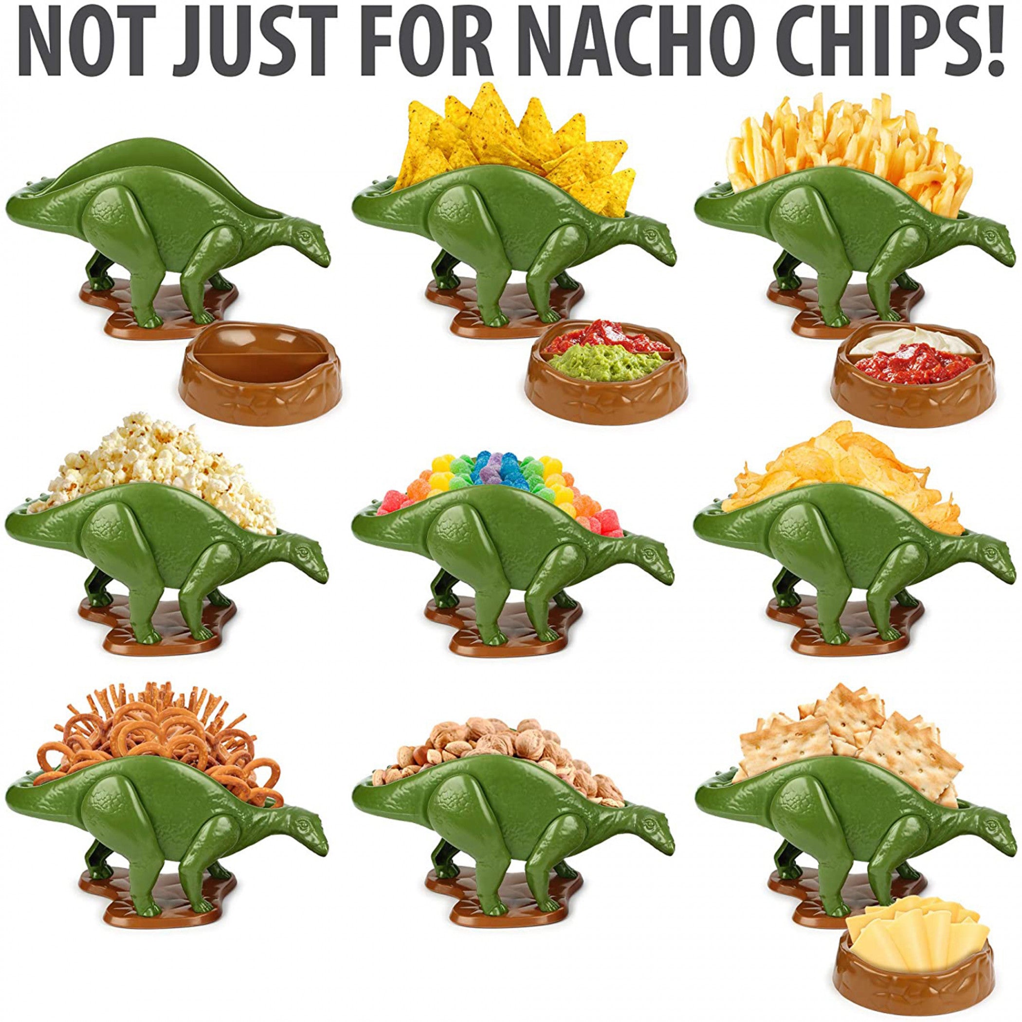 NACHOsaurus Sculpted Dinosaur Snack and Dip Bowl Set