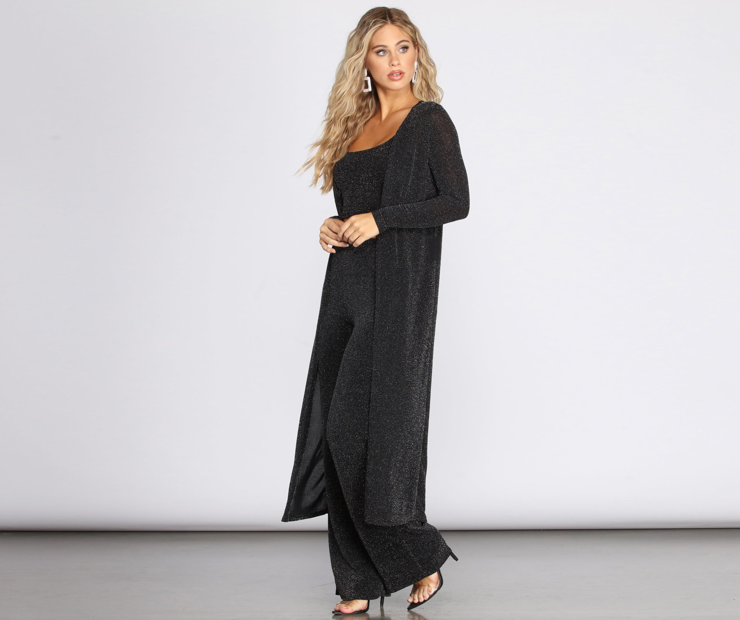 Glittering Long Knit Duster