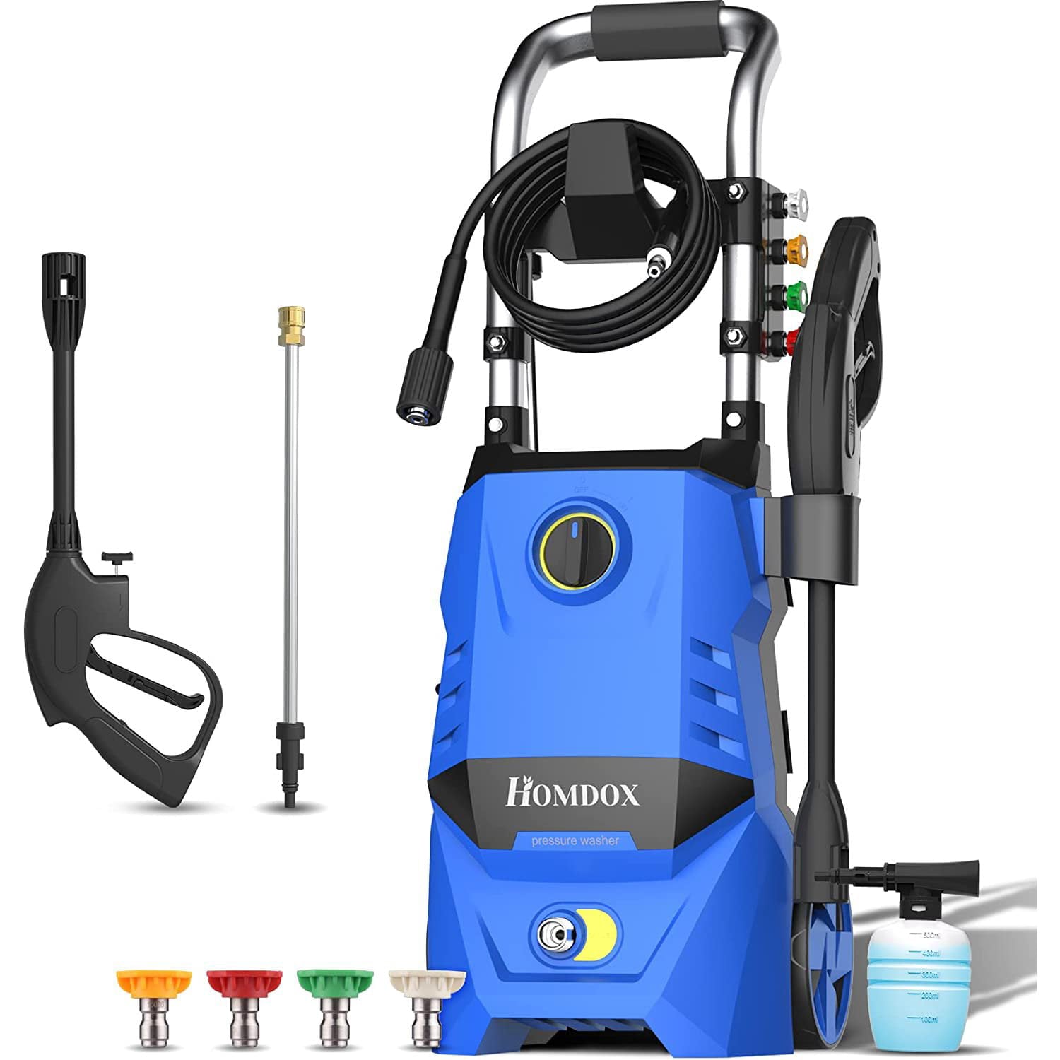 Electric Pressure Washer, 2.3 GPM Pressure Washer 1700W High Power Washer Cleaner Machine with 4 Nozzle Foam Cannon for Cars,Homes,Driveways,Patios(Blue)