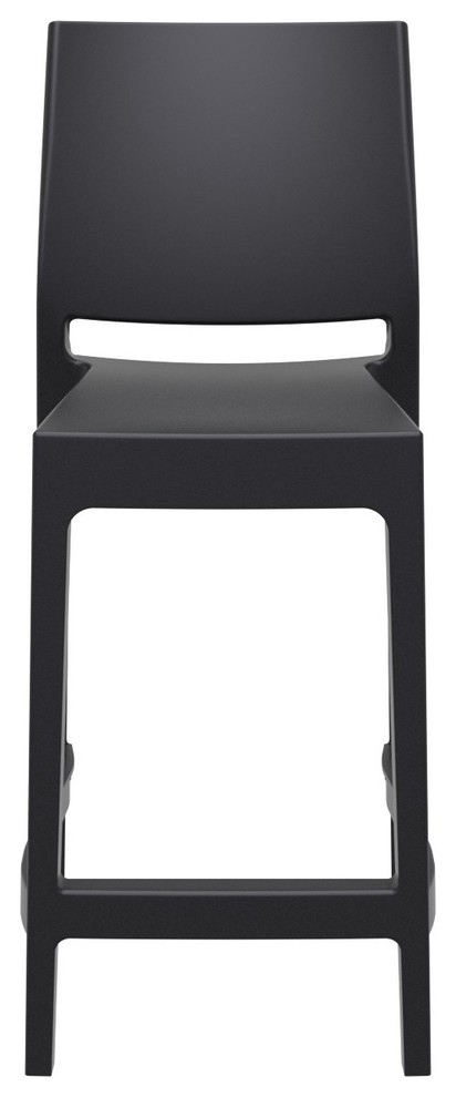 Maya Resin Counter Stool  Black  Set of 2   Contemporary   Outdoor Bar Stools And Counter Stools   by Deck Lighting Unlimited  Houzz