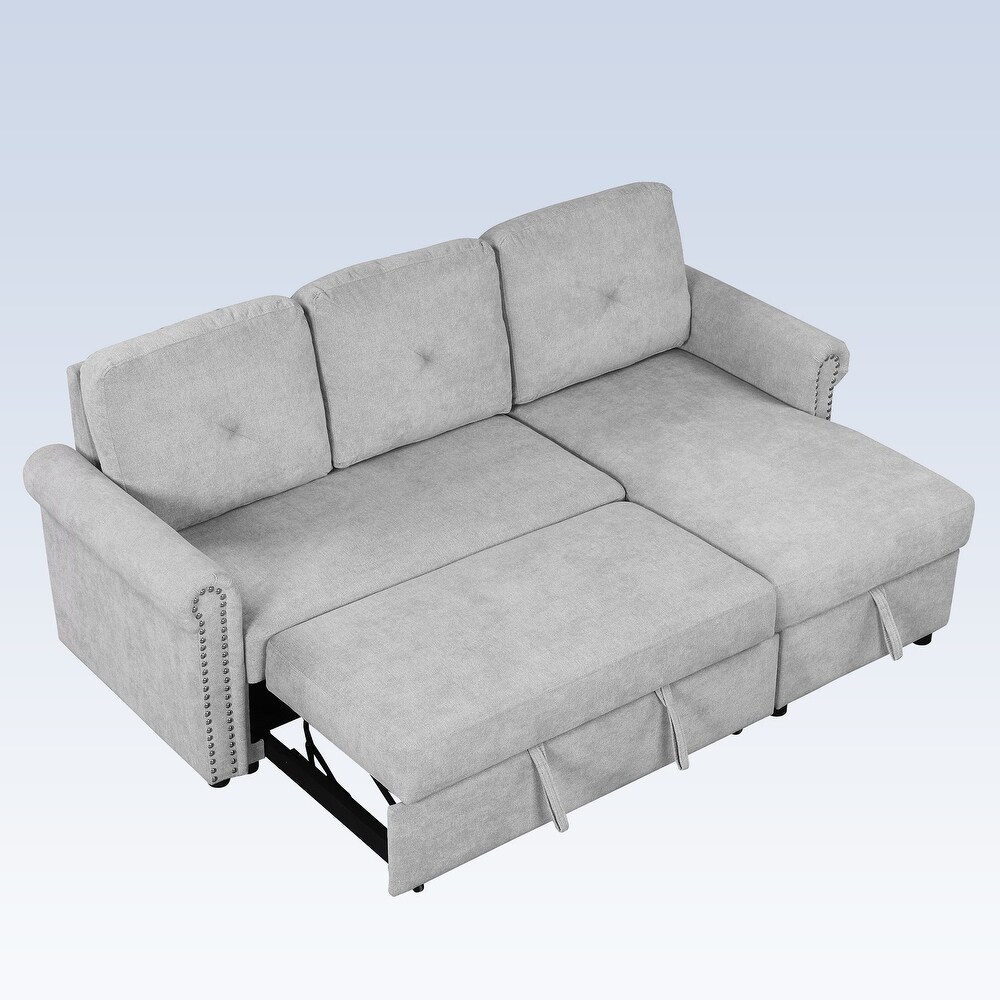 Modern Sleeper Sofa Bed Convertible Sectional Couch with Storage