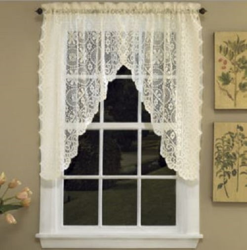 Hopewell Lace Cream kitchen curtain Swag