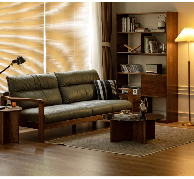 North American Black Walnut Solid Wood Light Luxury Leather Sofa   Transitional   Sofas   by GVAwood  Houzz