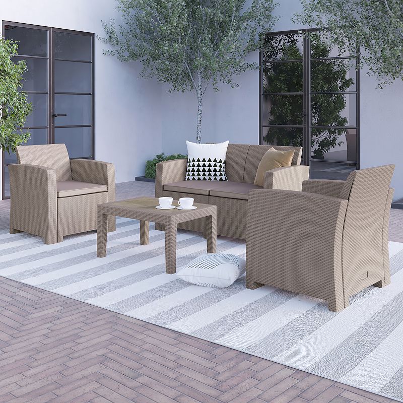 Flash Furniture Patio Chair， Loveseat and Coffee Table 4-piece Set