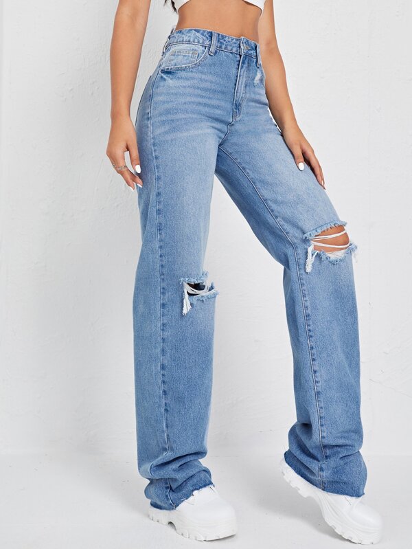 High Waist Ripped Jeans