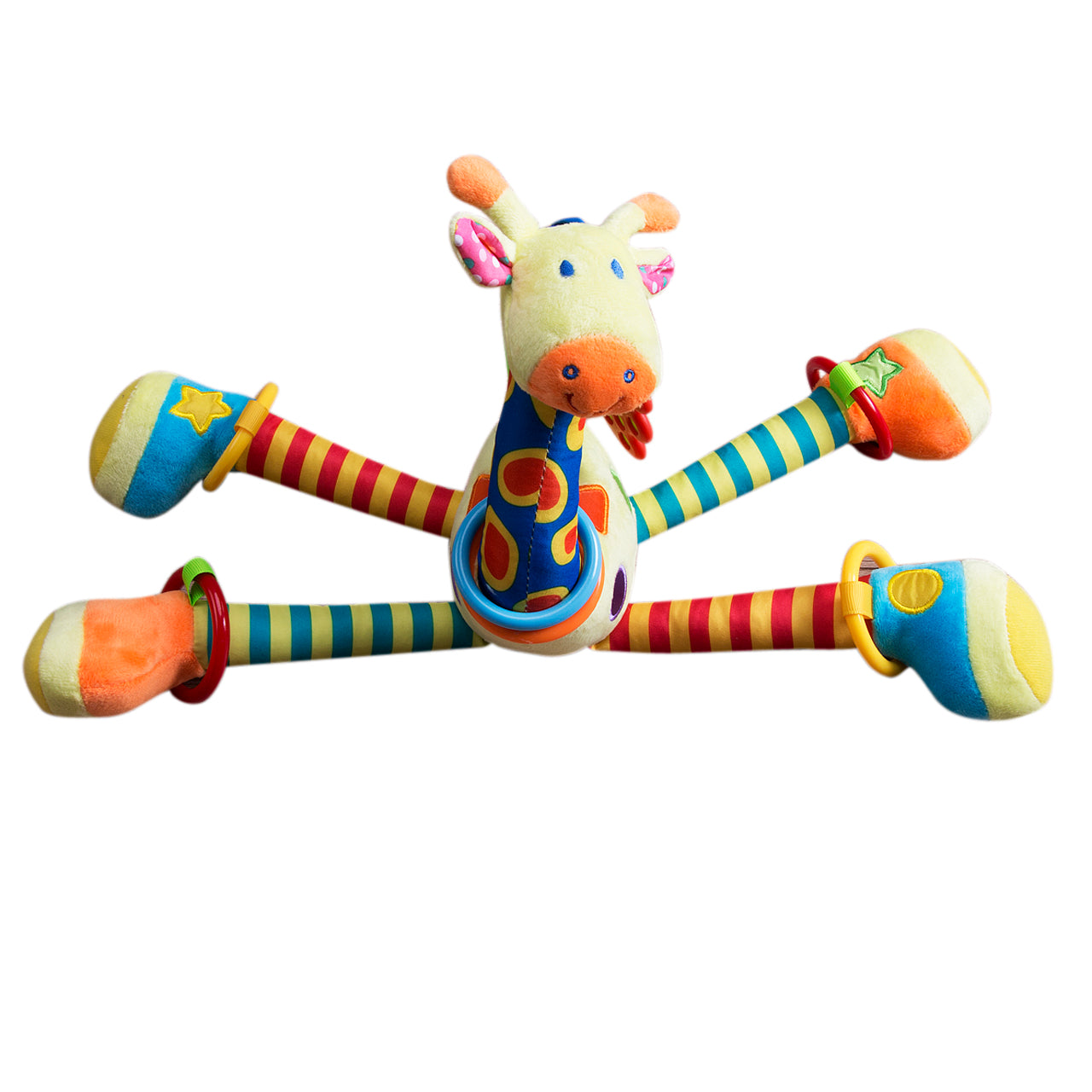 Multitrust Baby Rattles Toys Colorful Giraffe Rings Soft Baby Sensory Toys