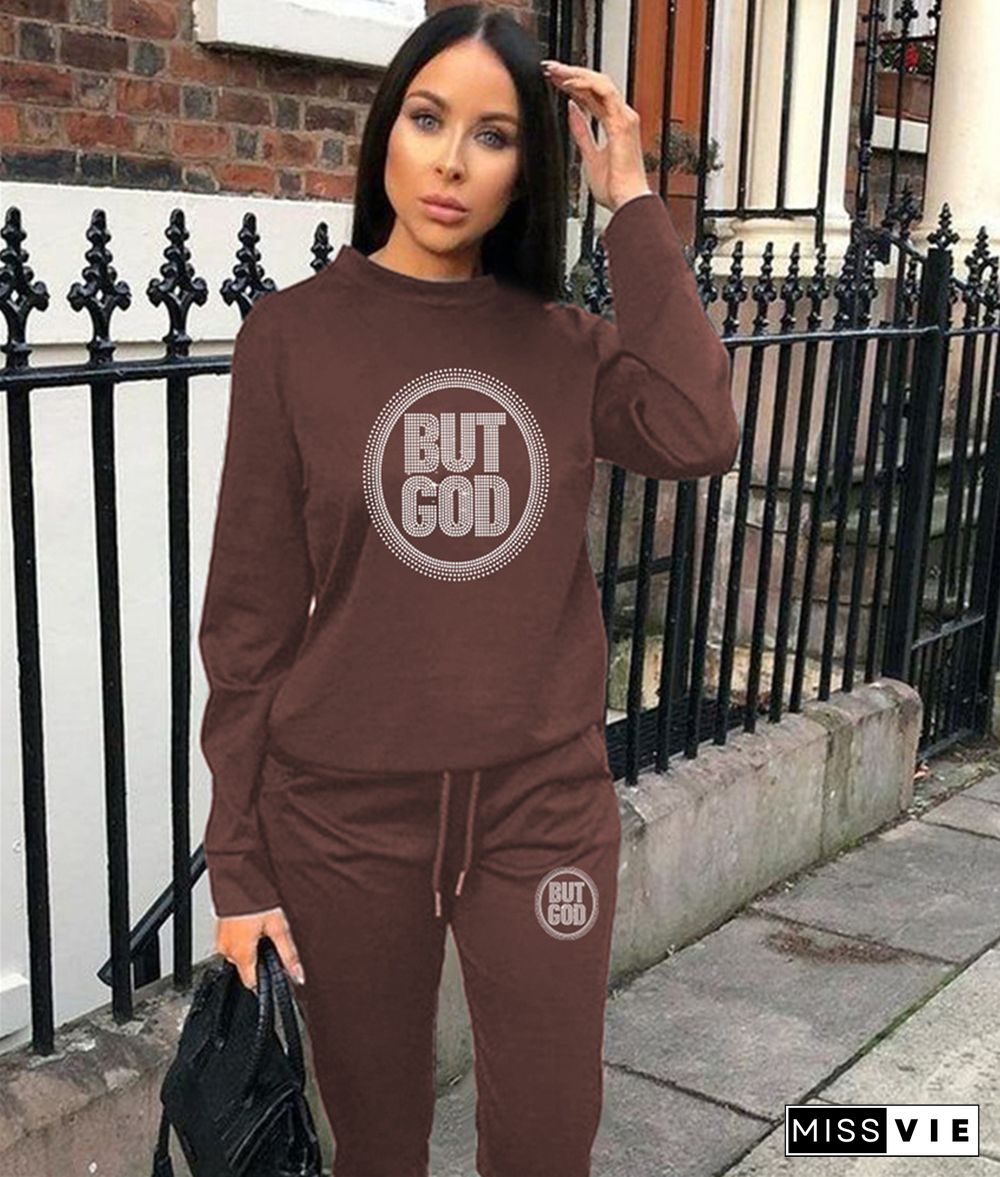 Plus Size Loose Casual Sweat Shirts and Pants Tracksuit