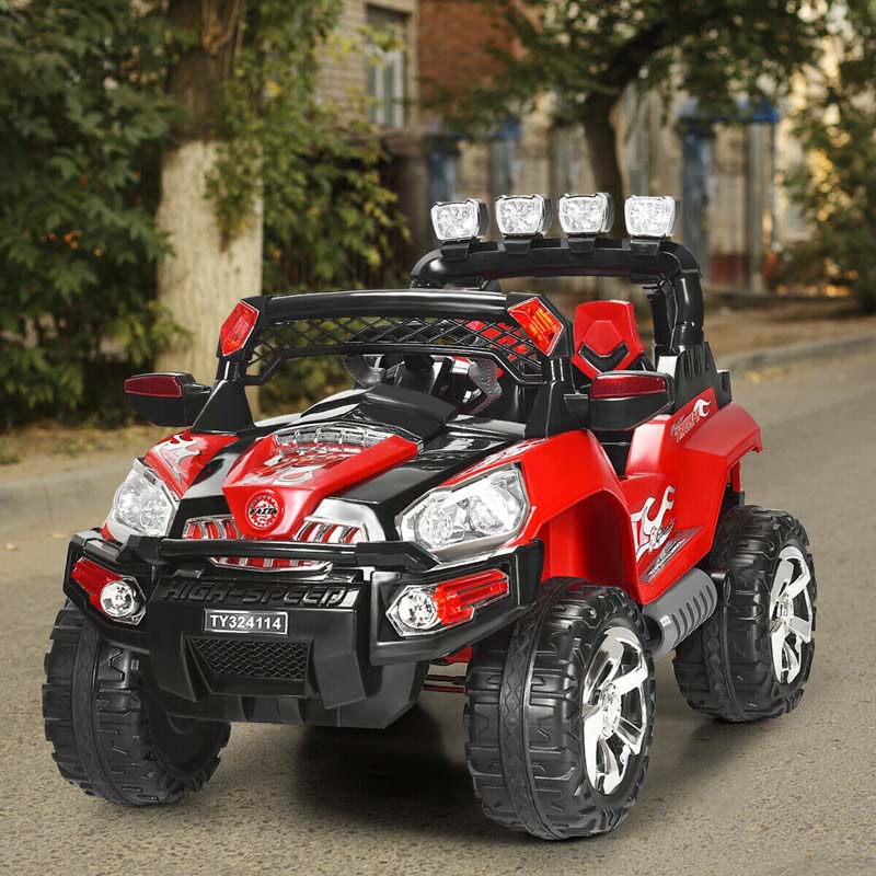 Kids Ride On Truck SUV 12V Battery Powered Electric Riding Toy Car with Colorful LED Lights & Remote Control