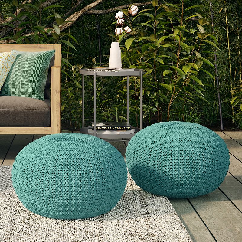 Simpli Home Sonata Round Knitted Pouf