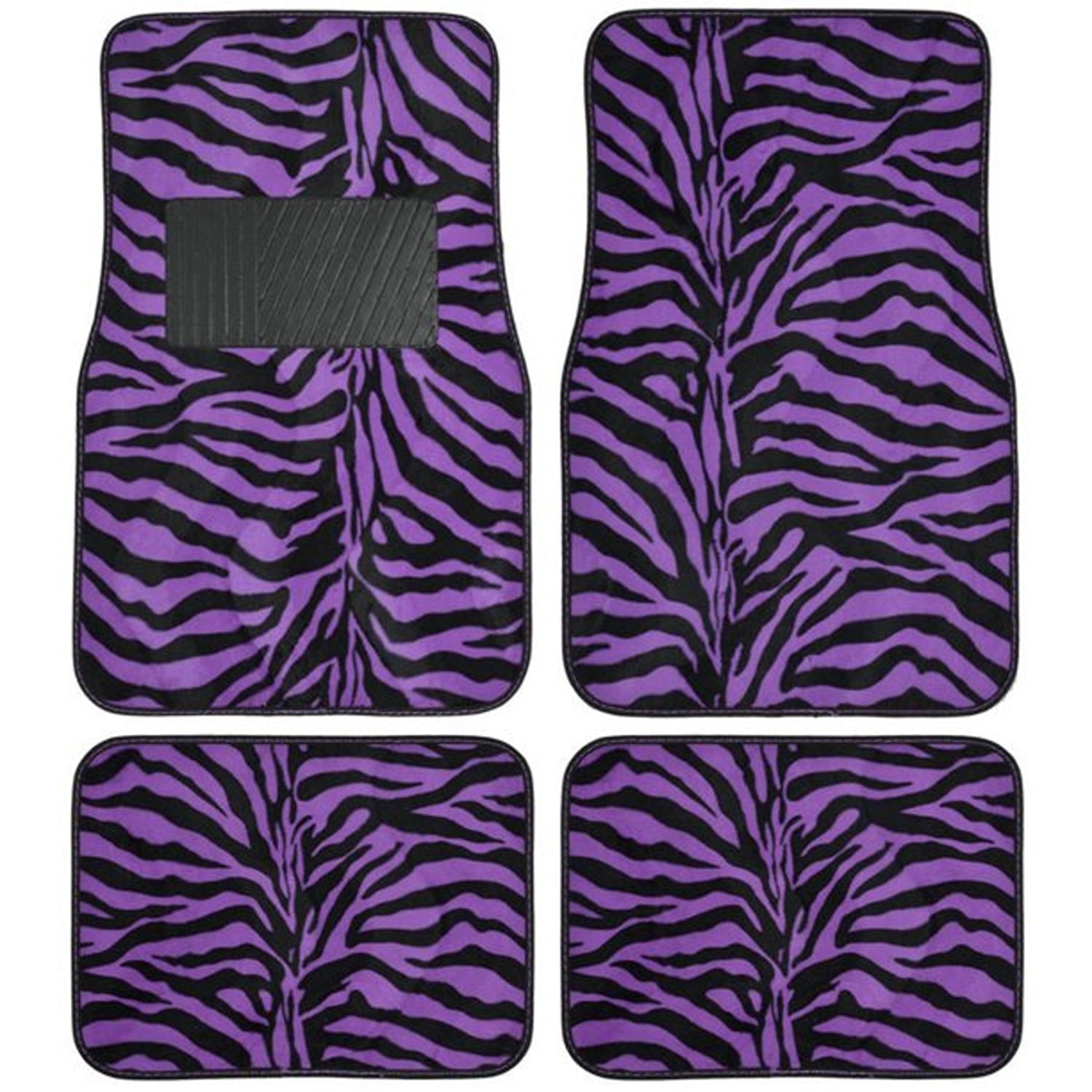 New 4PC Animal Print Purple Zebra Floor Mat Set Universal For Cars Trucks SUVs