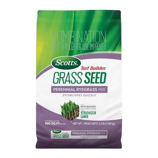 Scotts Turf Builder 2.4 lbs. Grass Seed Perennial Ryegrass Mix with Fertilizer and Soil Improver Establishes Quickly 18038