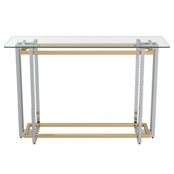 Contemporary Glass and Metal Console Table