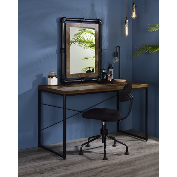 Bob Console Table in Weathered Oak and Black Finish with Back X Support and weathered oak tabel top for Living Room