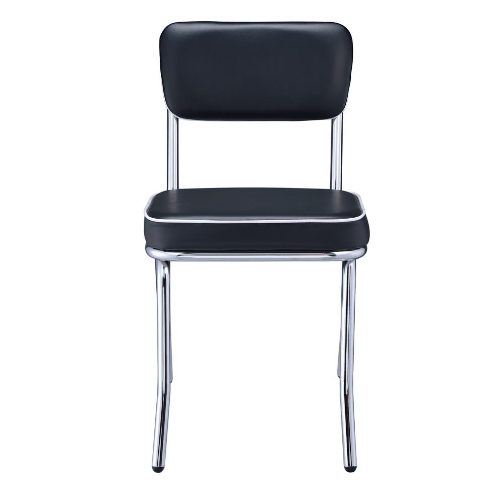 Retro Open Back Side Chairs Black and Chrome (Set of 2)