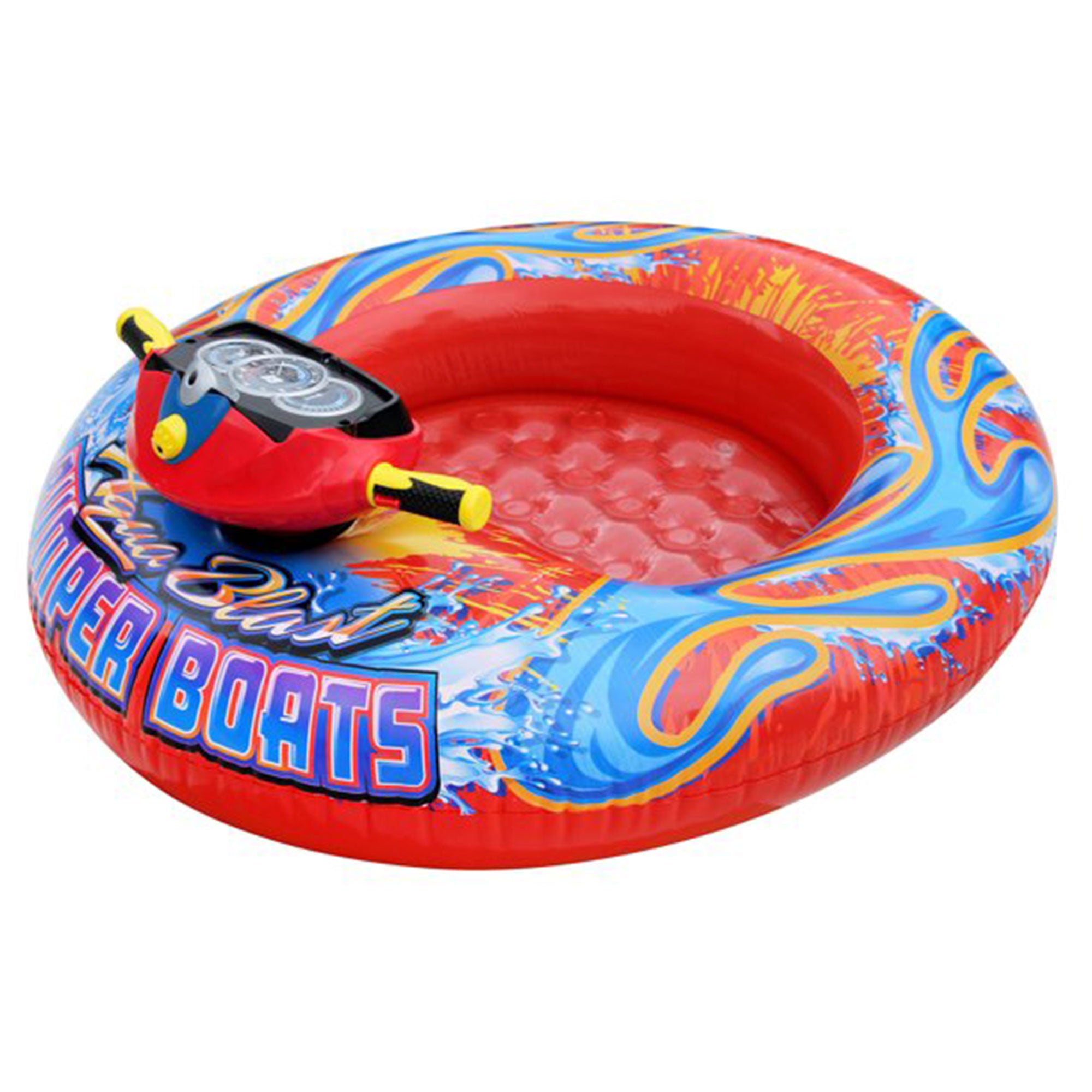 Banzai Aqua Blast Motorized Bumper Boat Inflatable Pool Float Water Toy, Red