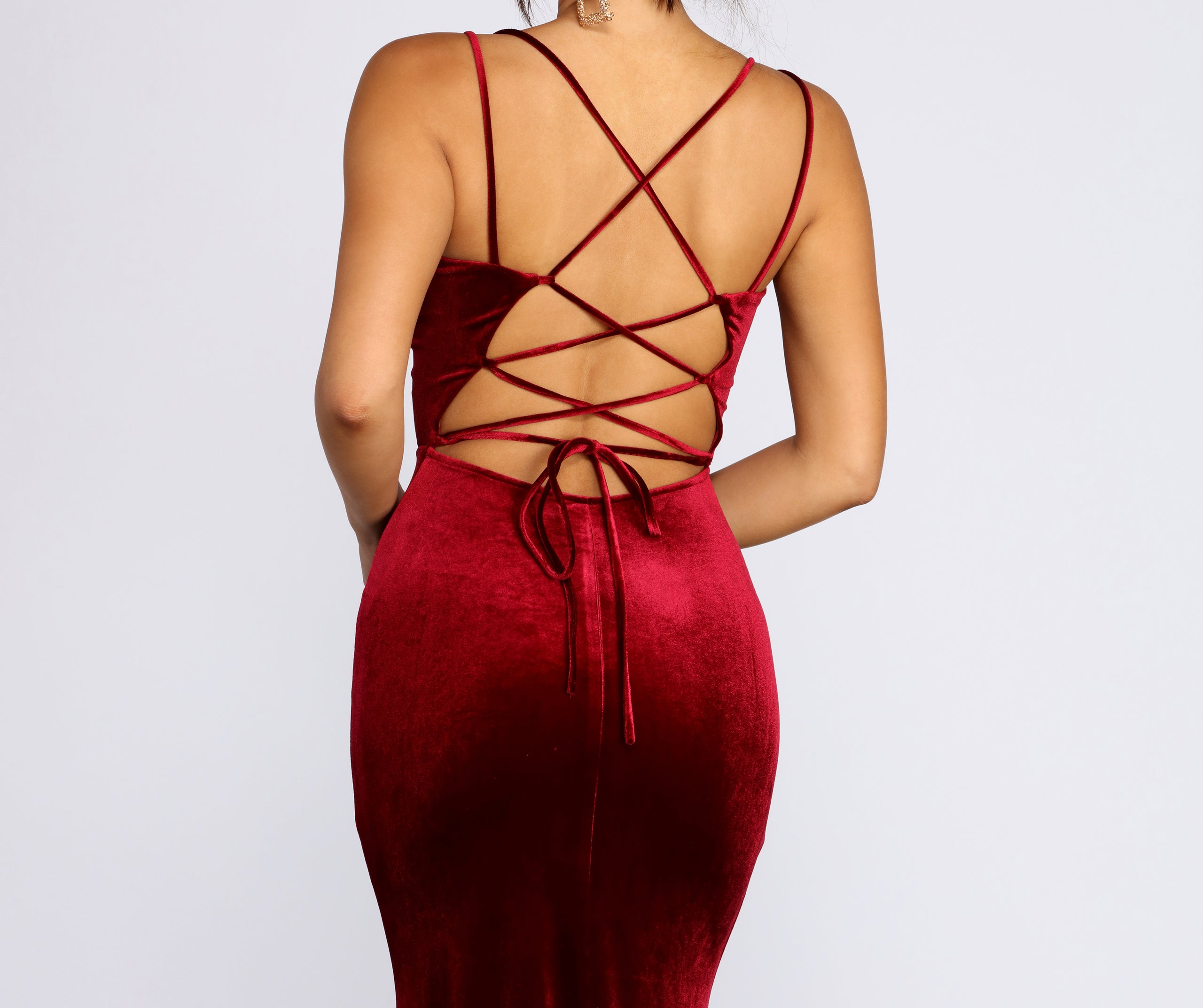 Rhoda Velvet Lace Up Evening Gown