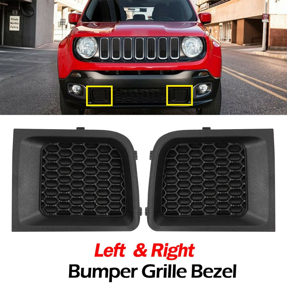 ZXMT Front Bumper Lower Grille Bezel Cover Left and Right Fit for Jeep Renegade 2015-2017