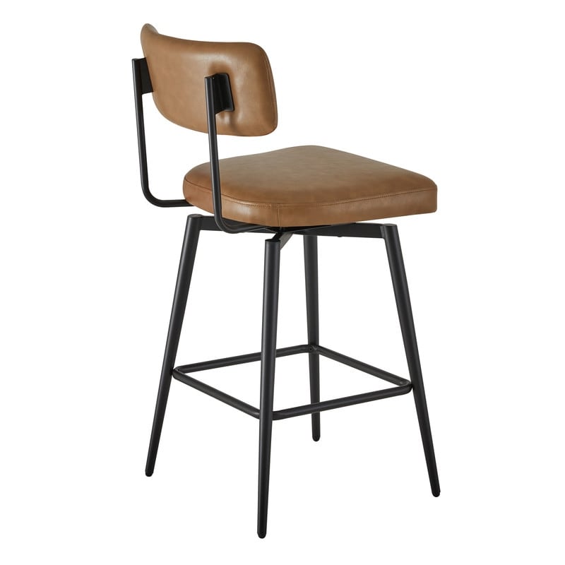 Elise Counter Height Swivel Bar Stool Chairs Set of 2 with Metal Frame