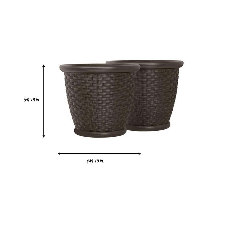 Suncast Sonora 18 in. Round Java Blow Molded Plastic Planter (2-Pack) P181605E32