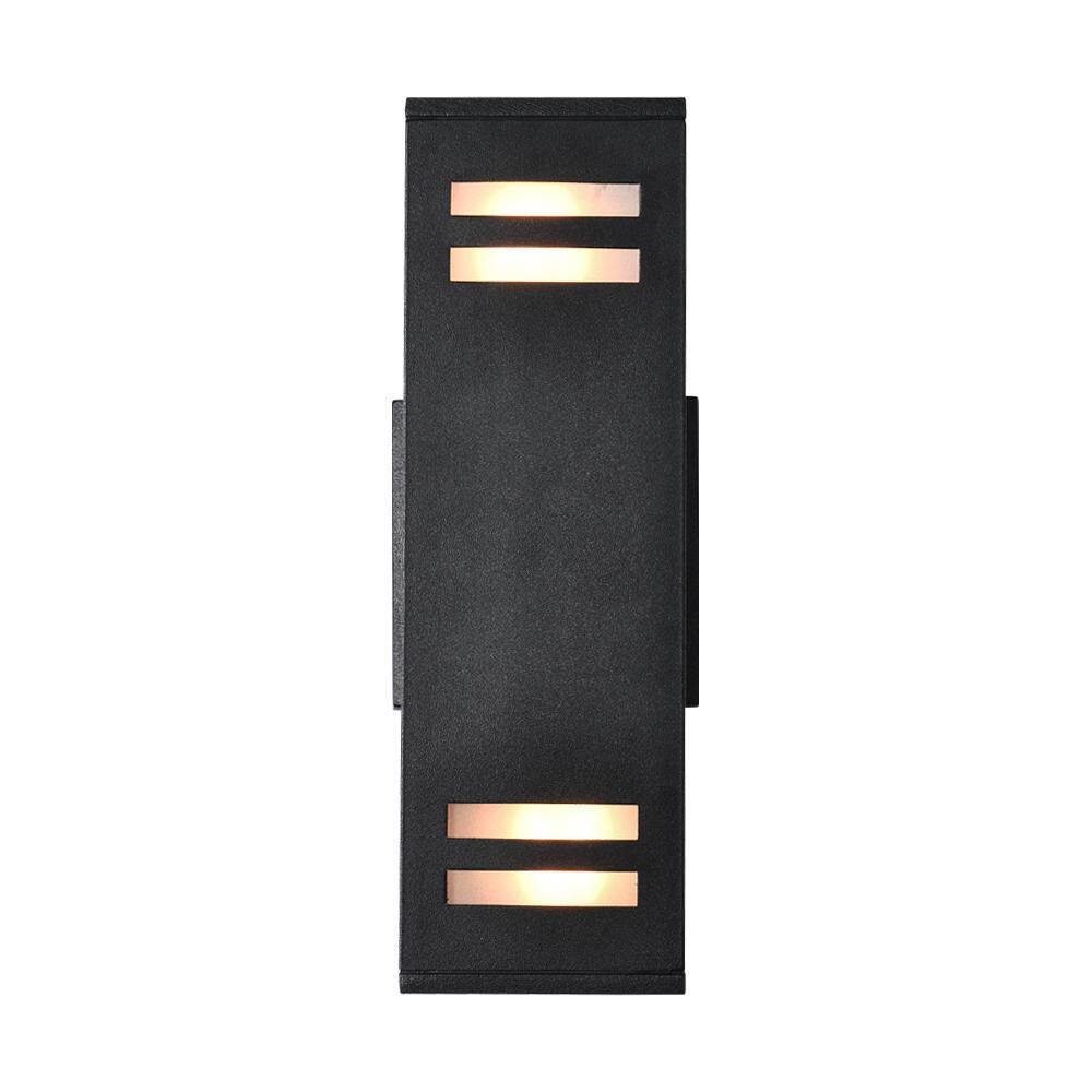 RRTYO 2-Light Matte Black Outdoor Wall Lamp Waterproof Wall Lantern Exterior Sconce Light Fixture for Patio Courtyards Villa 81010000032818