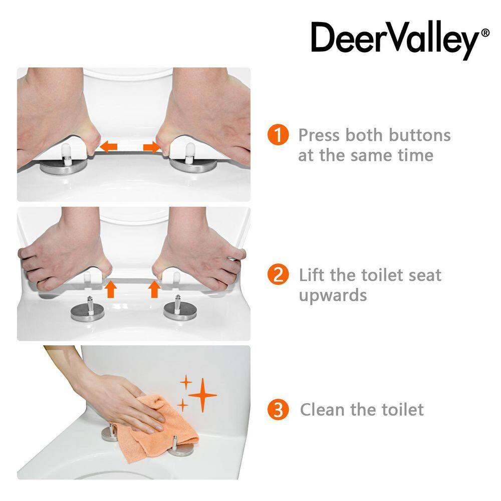 DEERVALLEY Ursa Comfortable Height 12 in. Rough in Size 1-Piece 0.81.28 GPF Dual Flush Elongated Toilet in White Seat Included DV-1F52677