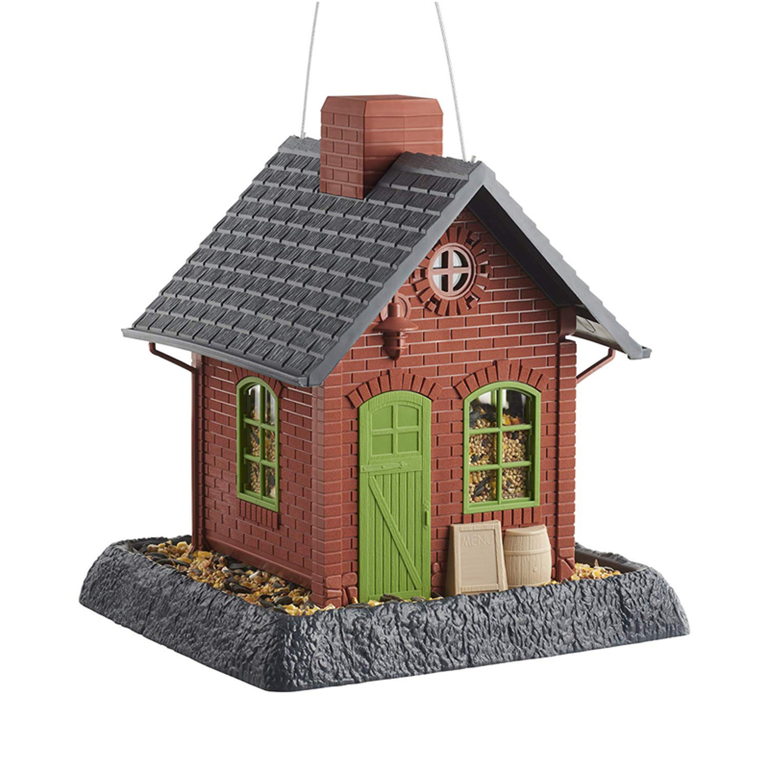 North States Village Wild Bird 5 lb Plastic Hopper Bird Feeder 4 ports