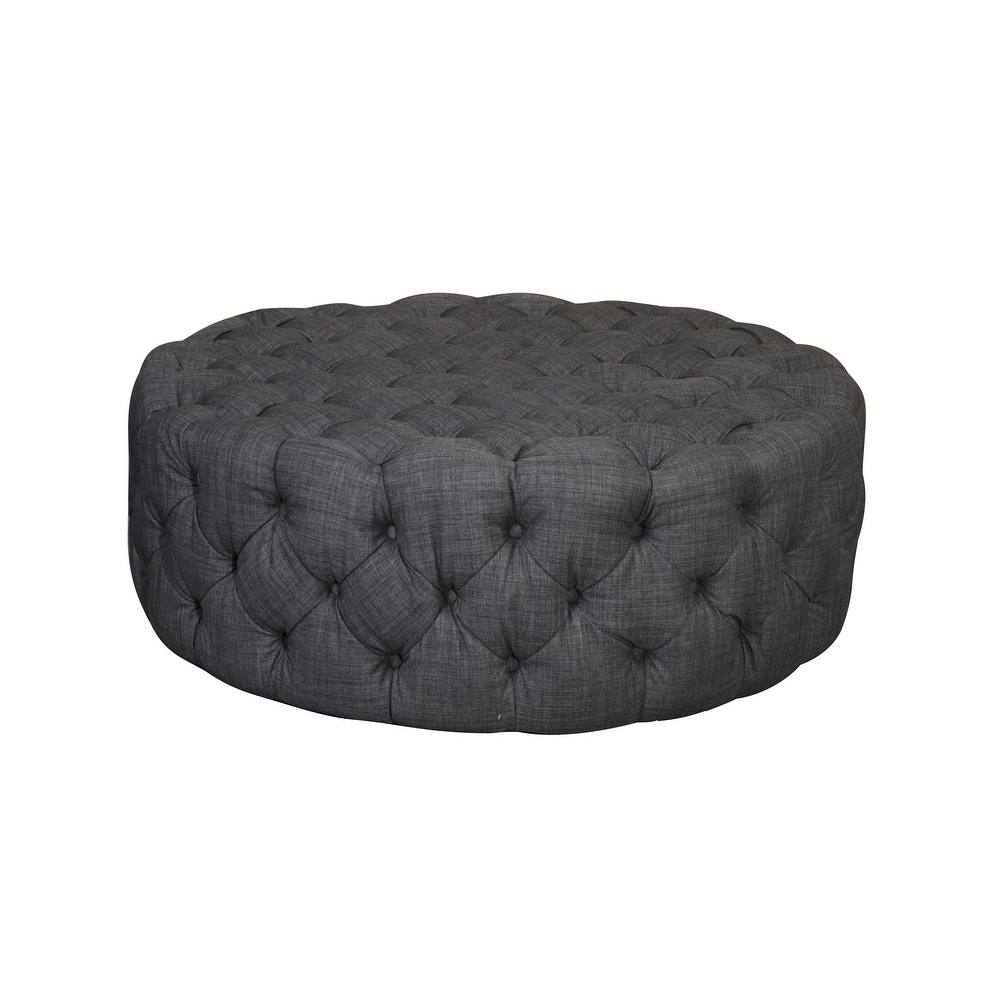 Jasper Round Ottoman in Beige Fabric