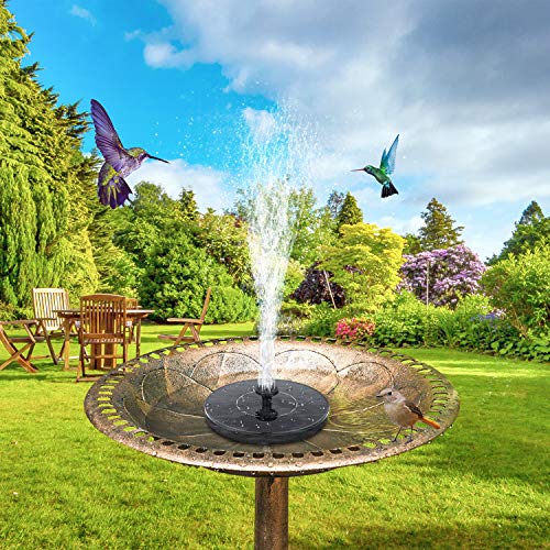 Mademax Solar Bird Bath Fountain Pump， Solar Fountain with 4 Nozzle， Free Standing Floating Solar Powered Water Fountain Pump for Bird Bath， Garden， Pond， Pool， Outdoor