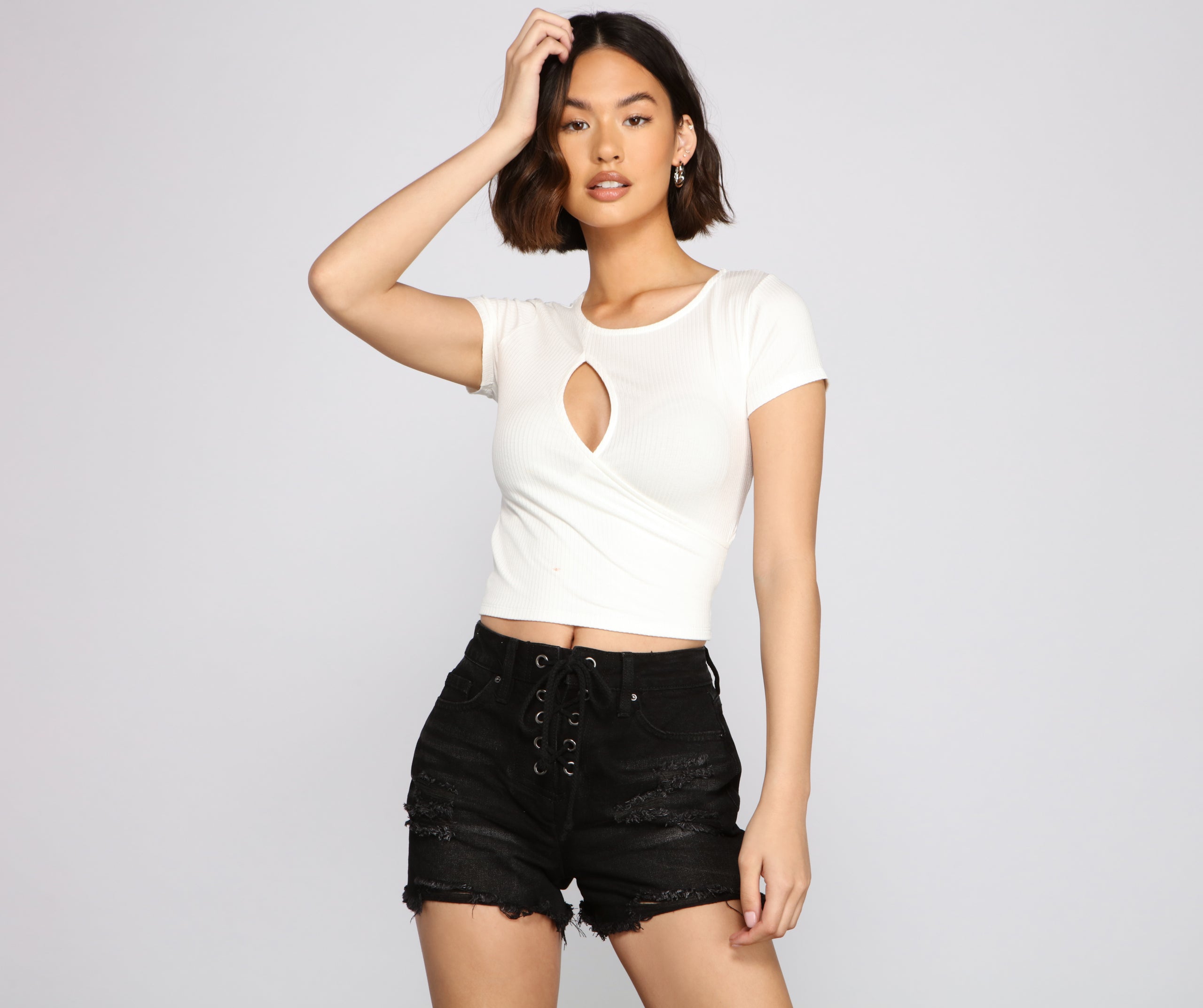 Chic Cuts Asymmetrical Ribbed Knit Top