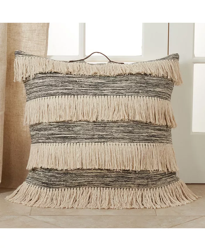 Saro Lifestyle Fringed Decorative Floor Pillow， 30 x 30