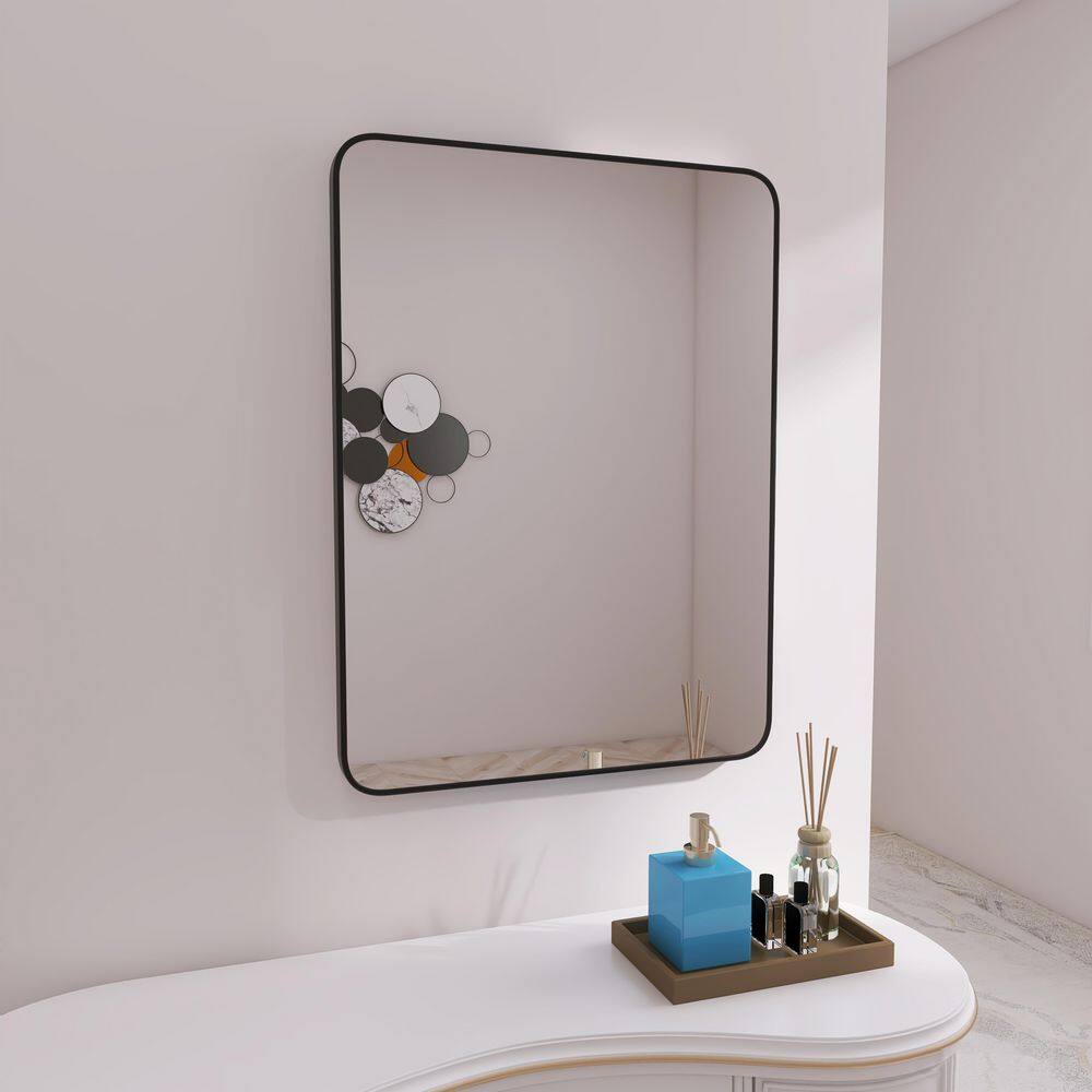 ARTCHIRLY 24 in. W x 32 in. H Rectangular Metal Framed Wall Bathroom Vanity Mirror in Matte Black BMC0032432MB