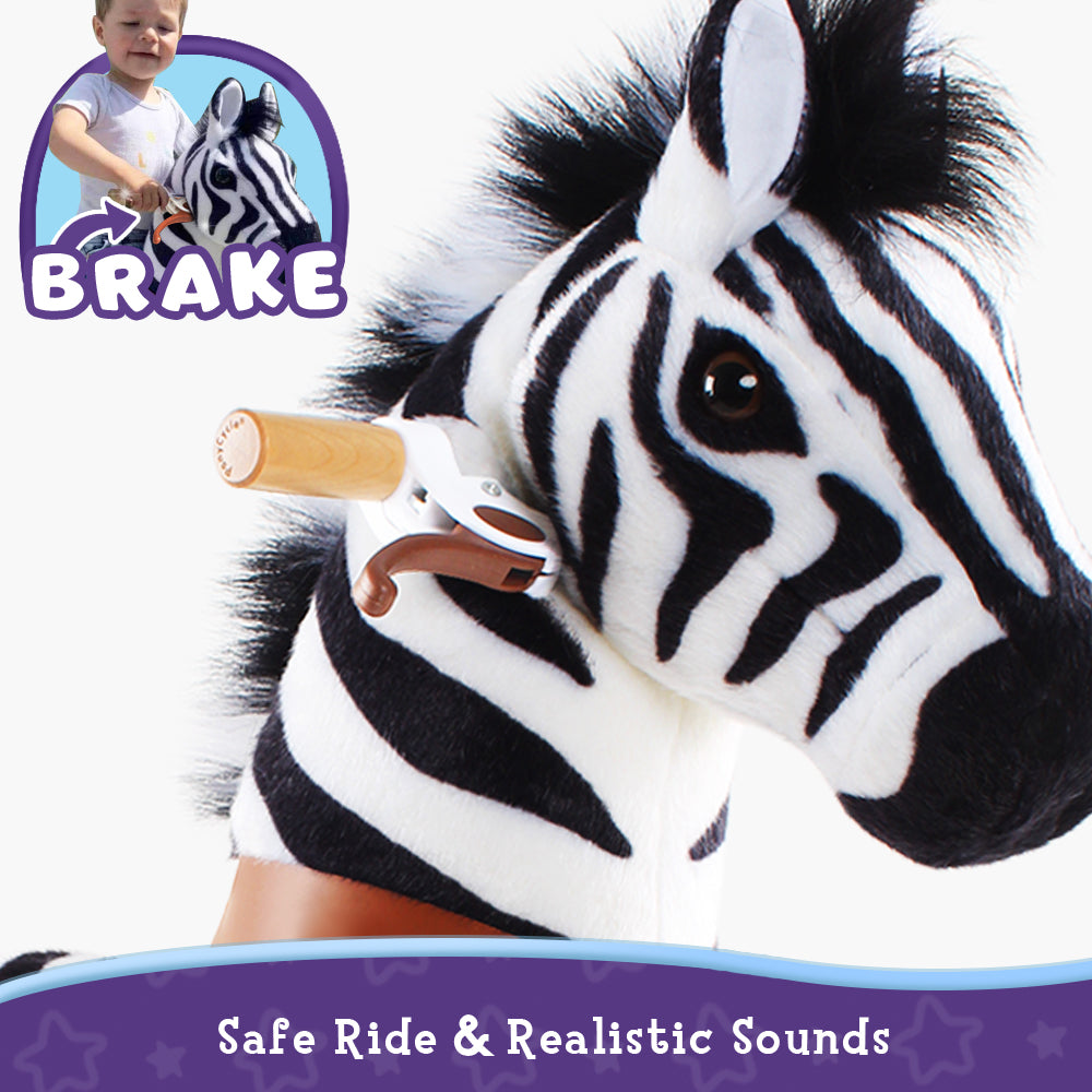 PonyCycle Ride on Zebra Toddler Ride on Toys (with Brake/ 30 Height/ Size 3 for Age 3-5) Pony Cycle Ride on Horse Mechanical Animals Toys Zebra Model Ux368