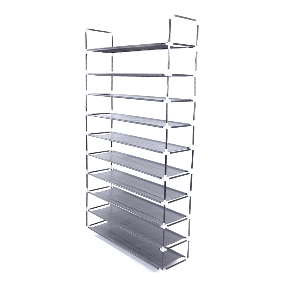 Ktaxon 50 Pairs 10 Tiers Shoe Rack Shoe Shelf Shoes Storage Organizer Space Saving Shoe Tower Shoe Stand, Gray