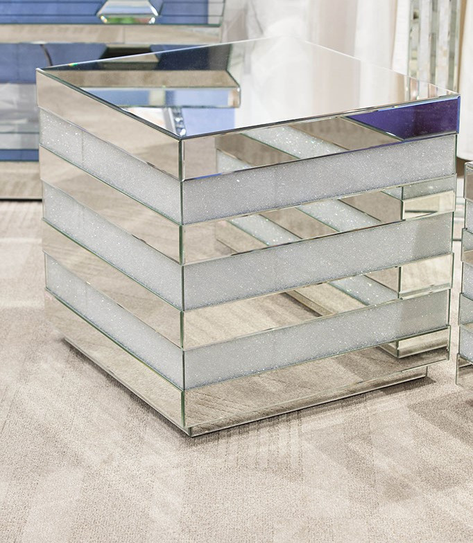 Montreal Mirrored Square End Table   Contemporary   Side Tables And End Tables   by Michael Amini  Houzz