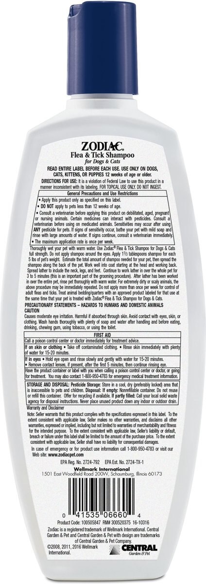 Zodiac Flea and Tick Shampoo for Dogs and Cats