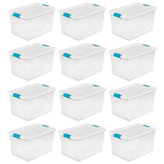 Sterilite 64 qt. Plastic Latching Storage Box Containers in Clear 12-Pack 12 x 14978006