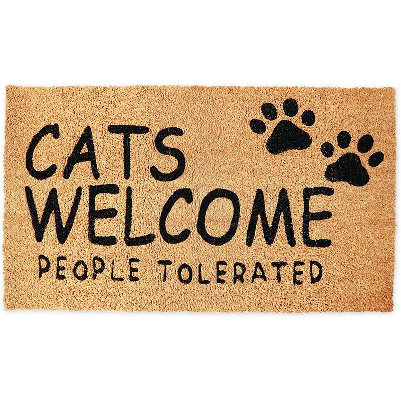 Cats Welcome People Tolerated Welcome Mat， Natural Coir Doormat (30 x 17 in)