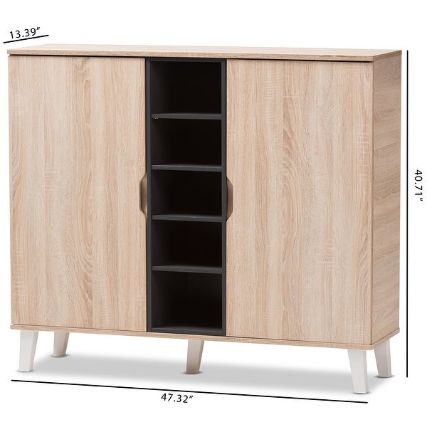 Mid-Century Oak and Grey Wood Storage Cabinet by Baxton Studio - - 16602391