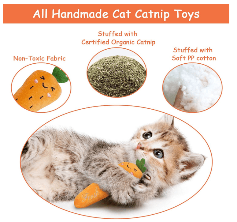 GreenJoy Catnip Toys for Cats - Plush Cat Chew Toys Teething Interactive for Kitten 5 PCS