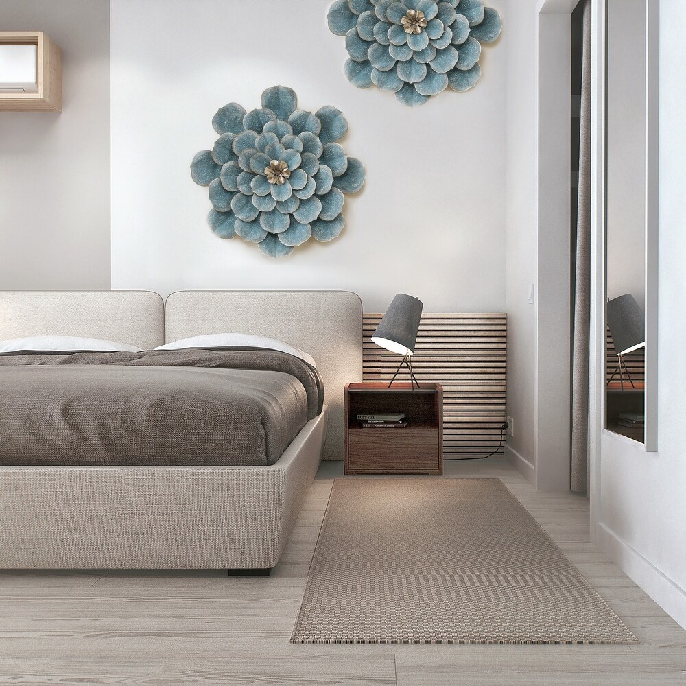 Light Blue Metal Flower Wall Decor