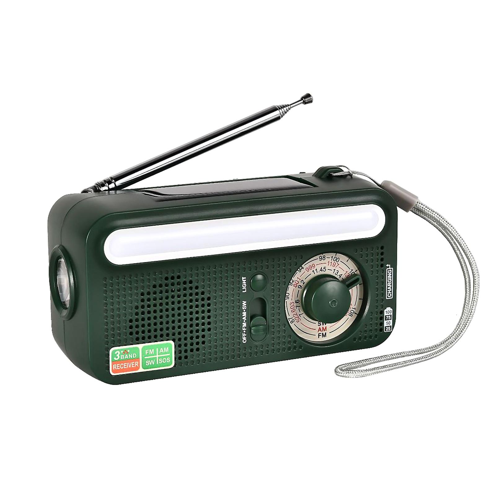 Hand Crank Solar Emergency Radio Outdoor Camping Portable Usb Rechargeable Fm/am/sw Sos Alarm Radio With Flashlight and Reading Light Red