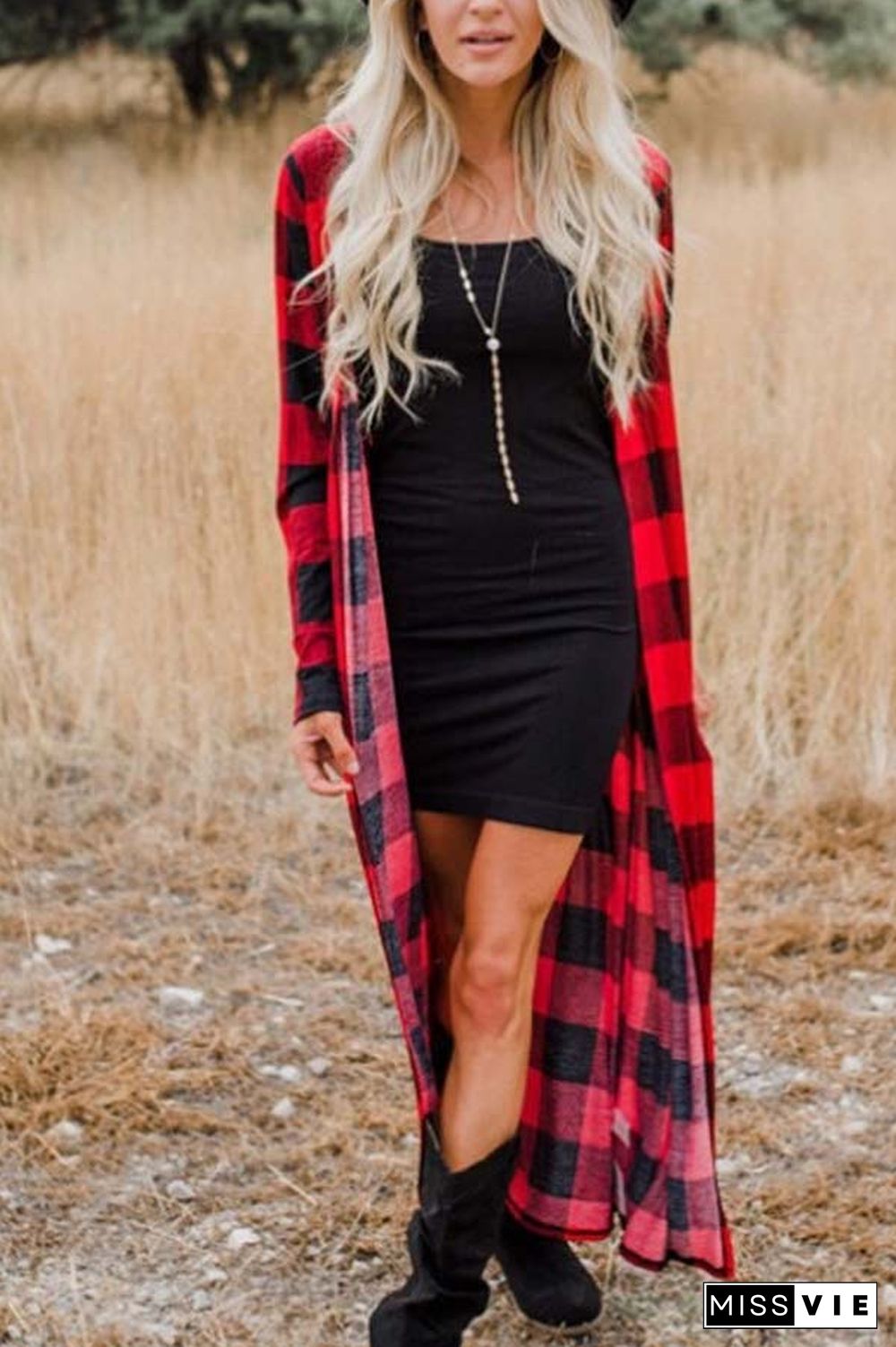 Fashion Plaid Printed Long Sleeve Cardigan