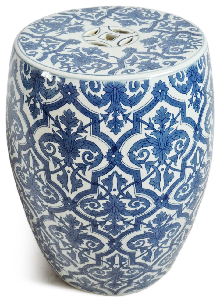 Blue and White Paris Ceramic Stool   Asian   Accent And Garden Stools   by Design Mix Furniture  Houzz