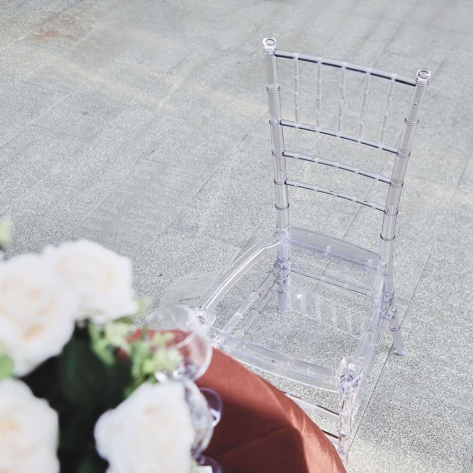 Clear Resin Transparent Chiavari Chair, Armless Stackable Event Chair