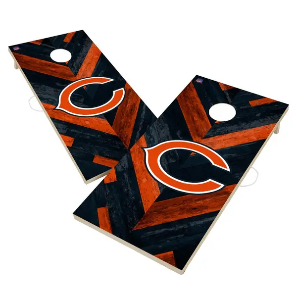 Victory Tailgate Chicago Bears NFL Solid Wood 2x4 Cornhole Board Set Herringbone Design